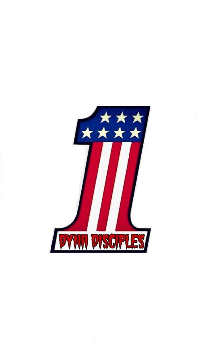 Image of Dyna disciples red, white, blue #1 logo