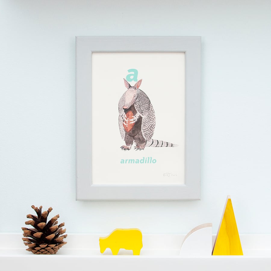 Image of A - Armadillo Letter Print