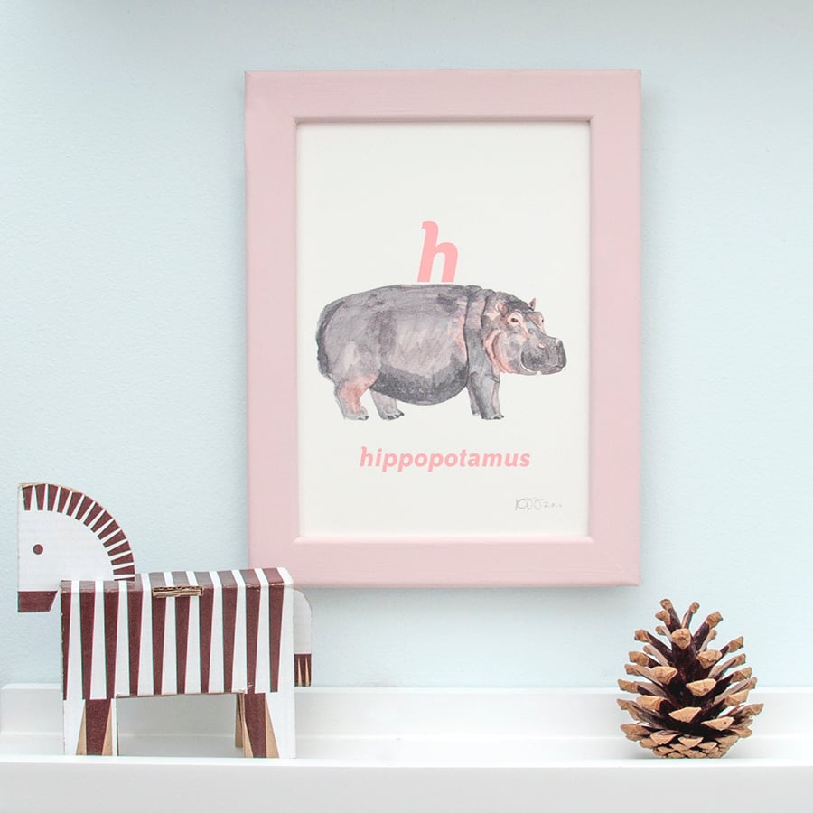 H - Hippopotamus Letter Print | eïghtbear