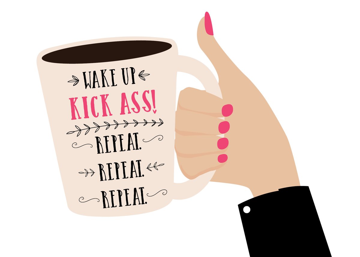 Wake Up. Kick Ass Coffee Cup Print