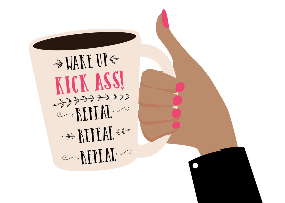 Wake Up. Kick Ass Coffee Cup Print
