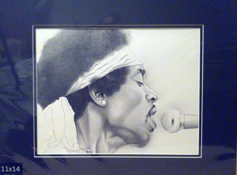 Matted Original Hendrix Drawing