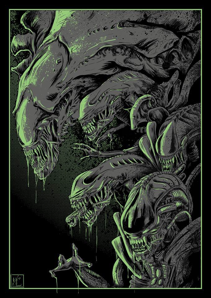 Image of Aliens MkII A3 print