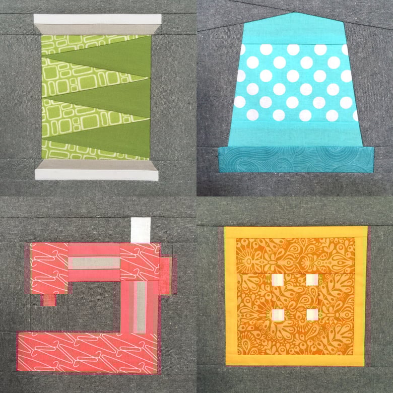 Image of Sewing Room Quartet Quilt Block Patterns - 8" x 8"
