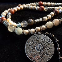 Image 2 of Sacred Marriage Flower infused with Mary Magdalene Energy Necklace and Earring Set