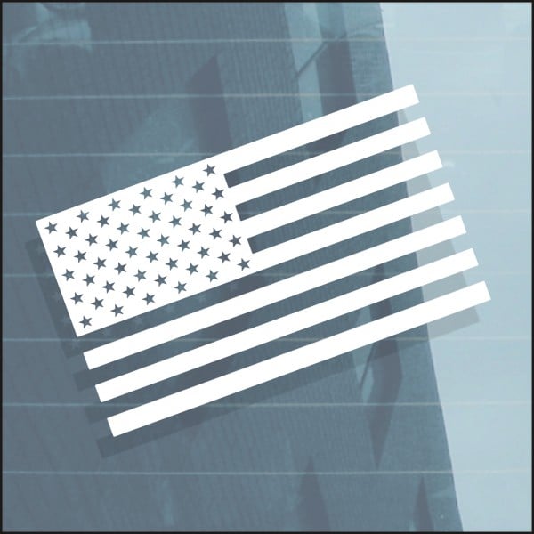 Image of AMERICAN FLAG DECALS WHITE ‘PREMIUM VINYL CUT 