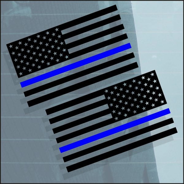 Image of THIN BLUE LINE AMERICAN FLAG DECALS ‘PREMIUM VINYL CUT