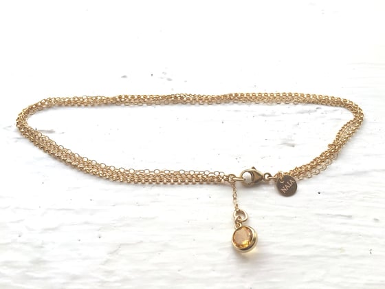 Image of Bezel Dazzle 3 chain anklet with Citrine