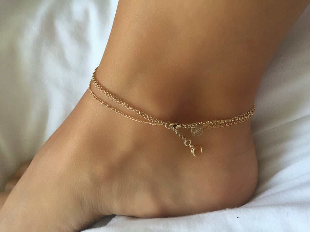 Image of Bezel Dazzle 3 chain anklet with Citrine