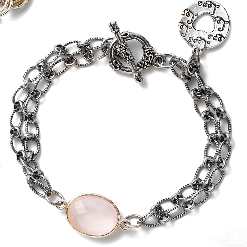 Image of ROSE QUARTZ LOVE CHARM BRACELET