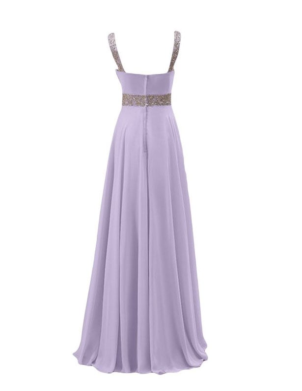 Elegant White Chiffon V-neckline with Sequins  Prom Dresses, Party Dresses