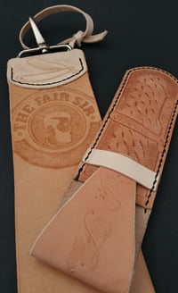Image 4 of 3 inch deluxe Straight Razor or Knife Strop. Personalized & hand tooled.
