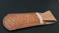 Image 2 of Hand Tooled Leather Straight razor or Double Edge safety razor Sheath, Pouch, Case. Personalized.