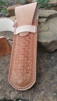 Image 5 of Hand Tooled Leather Straight razor or Double Edge safety razor Sheath, Pouch, Case. Personalized.
