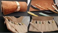 Image 1 of Custom Hand Tooled Leather Straight Razor, Double Edge Razor, etc. travel roll.