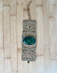 Image 4 of Malachite Macrame Cuff Bracelet