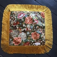 Image 13 of Japanese Metallic Peacock Cushion Cover With Gold Fringe