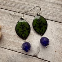 Image 1 of Cuawak Blueberries (dark green)  - Glass Enamel on Copper