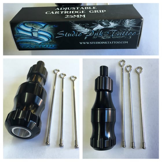 Ambition Stainless steel adjustable cartridge grip / STUDIO INK TATTOO  CARTRIDGES