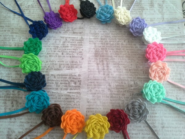 Image of ROCK BOTTOM BLOWOUT SALE Dainty Felt Flower Headband- 20 color choices