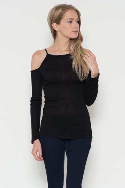 Image of Cold Shoulder Rib Top