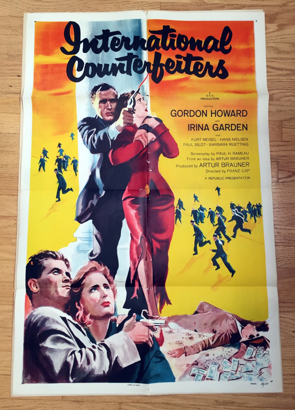1952 INTERNATIONAL COUNTERFEITERS Original U.S. One Sheet Movie Poster