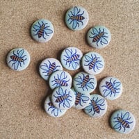 Image 3 of Manchester Bee Tile Button Pin Badge