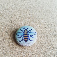 Image 2 of Manchester Bee Tile Button Pin Badge