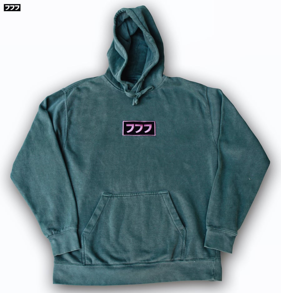 Image of 777 PIGMENT DYED LOGO HOODIE - WILLOW