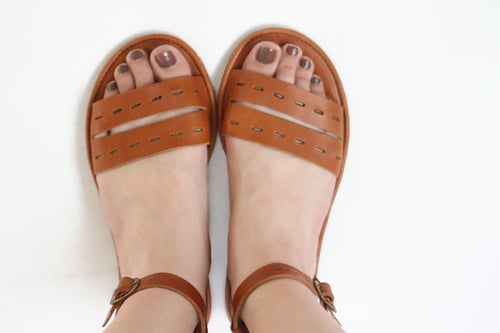 Image of Sandals - Cut Here in Tobacco Brown 