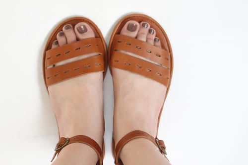 Image of Cut Here sandals in Tobacco Brown
