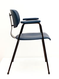 Image 1 of Blue Leather Desk Chair by Van Der Meeren