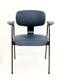 Image 2 of Blue Leather Desk Chair by Van Der Meeren