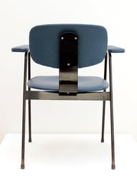 Image 3 of Blue Leather Desk Chair by Van Der Meeren