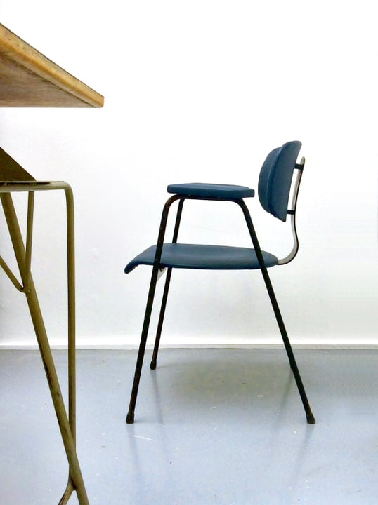 Image of Blue Leather Desk Chair by Van Der Meeren