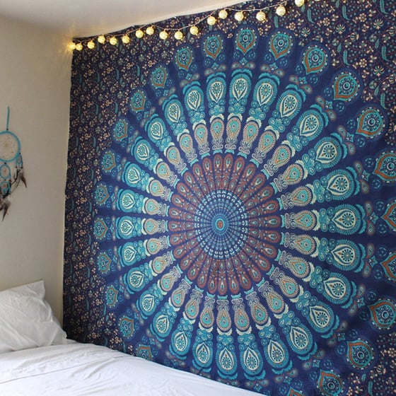 Image of Azure Mandala Tapestry 