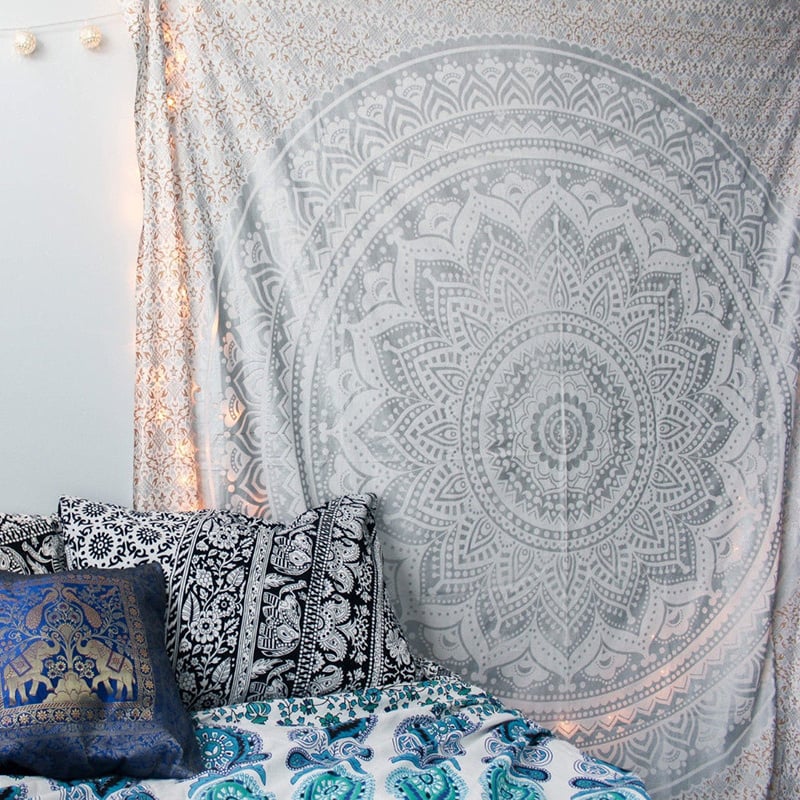 Image of Argent Mandala Tapestry