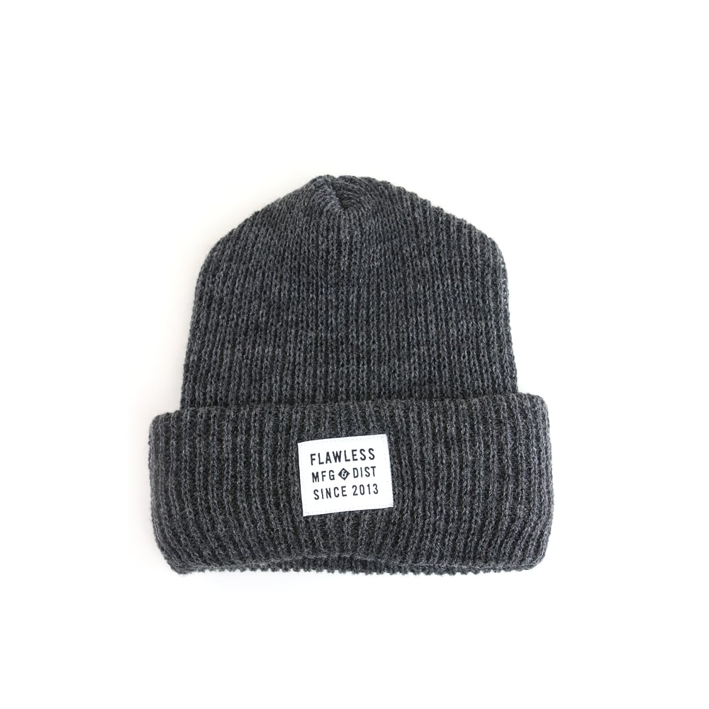 Image of STANDARD ISSUE BEANIE - CHARCOAL/WHITE