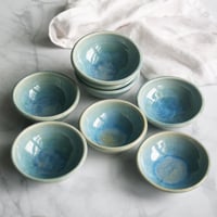 Image 2 of Small Ceramic Bowl, Sea Glass Blue Pottery Prep Bowl, Handcrafted Made in USA