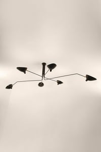 Image of Serge Mouille Style 6 Arm Ceiling Lamp - Plafonnier 6 Bras pivotants