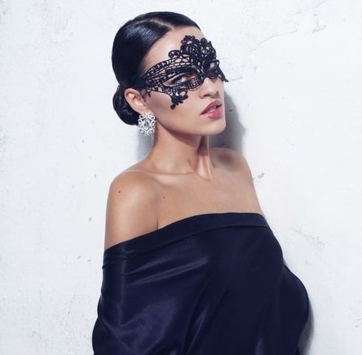 Image of Black Bachelorette Party Mask Lace Mask Masquerade Mask