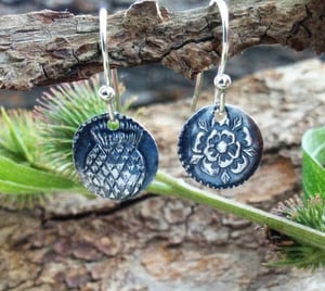 Image of James I Tudor Rose & Thistle Halfpenny Earrings