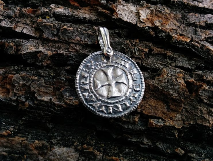 Image of Crusader 'Cross and Castle' Penny Pendant 