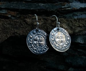 Image of Crusader 'Cross and Castle' Penny Earrings