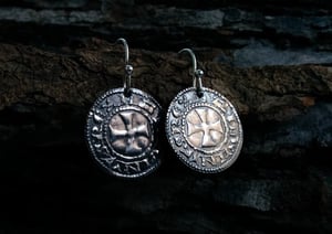 Image of Crusader 'Cross and Castle' Penny Earrings