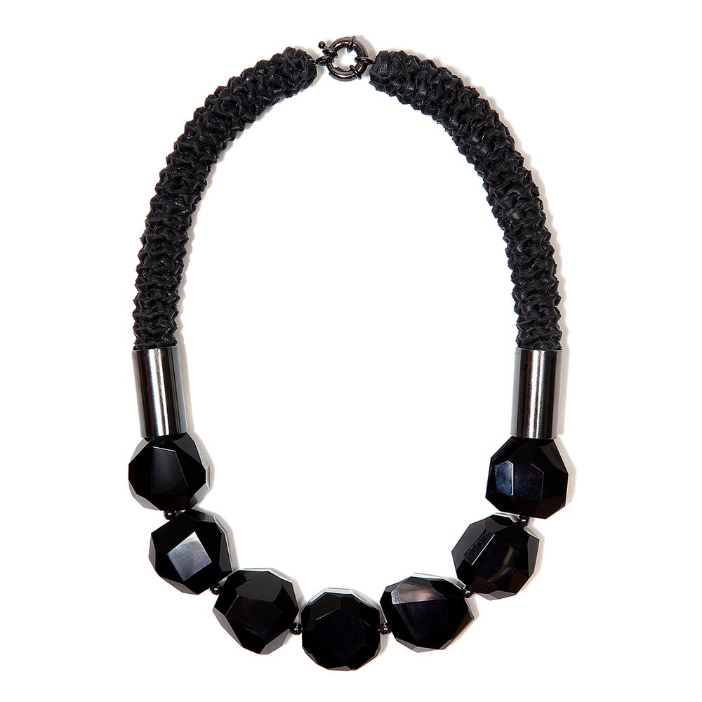 Image of "Fracture" Black Facet Agate Neckpiece