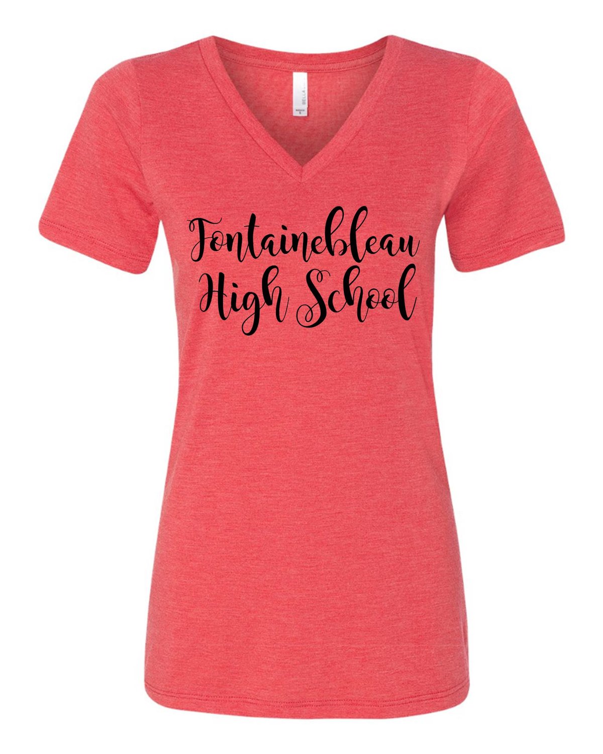 Image of Ladies Triblend V Neck Script Tee