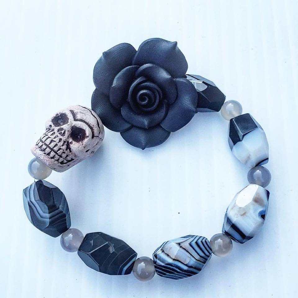 Image of Dia De Los Muertos~Octagon banded agate and labradorite