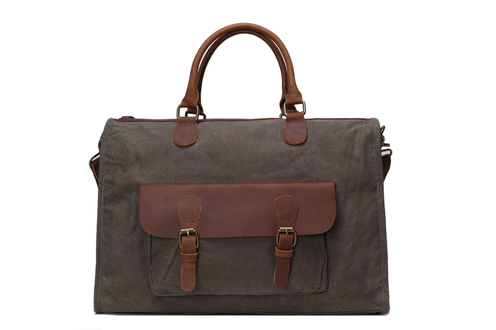 Image of Waxed Canvas Leather Messenger Bag, Laptop Briefcase, Shoulder Bag YD2167