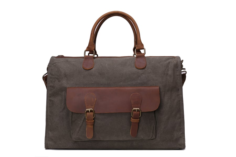 canvas and leather shoulder bag